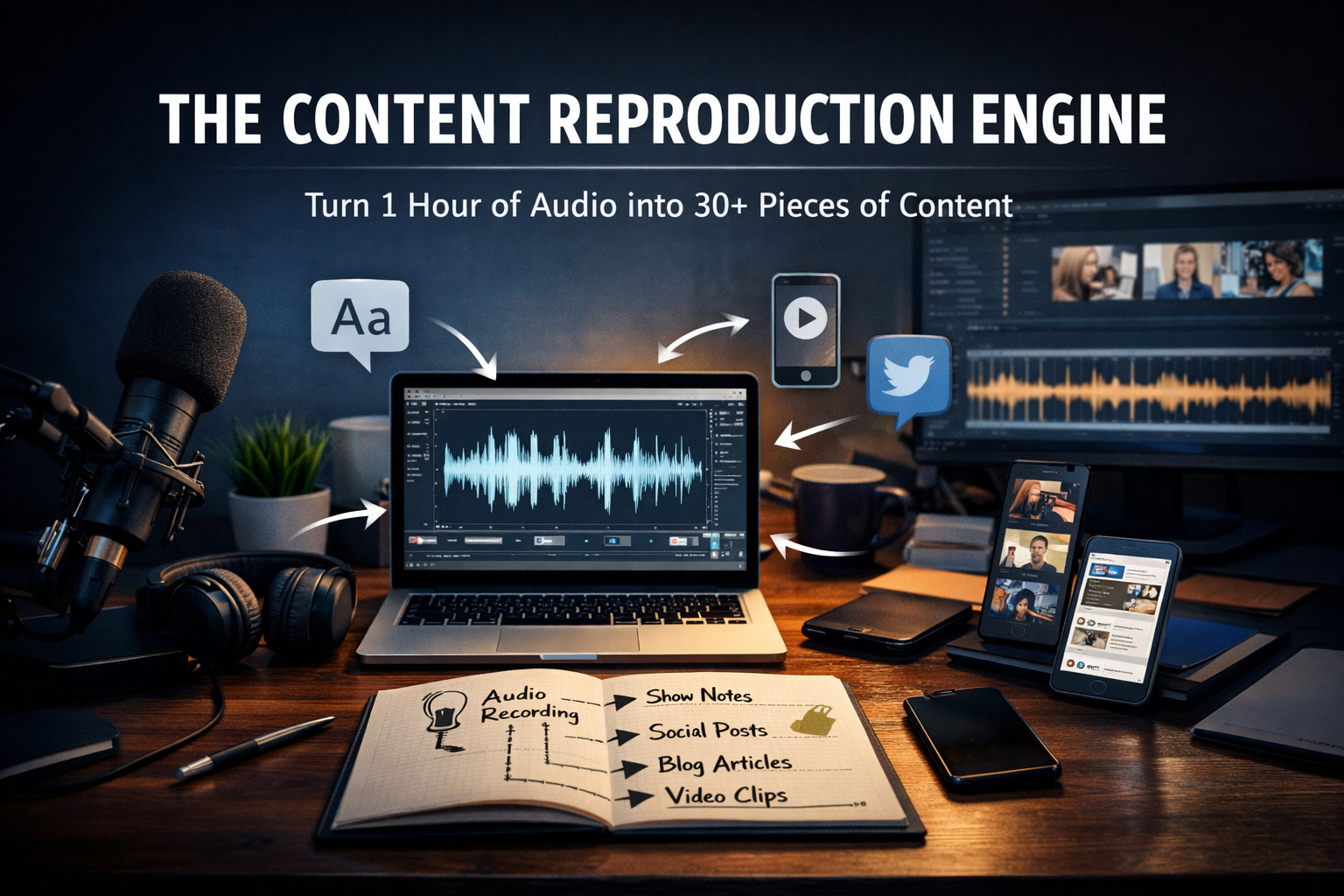 The "Content Reproduction Engine": How to Turn 1 Hour of Audio into 30 Pieces of Content