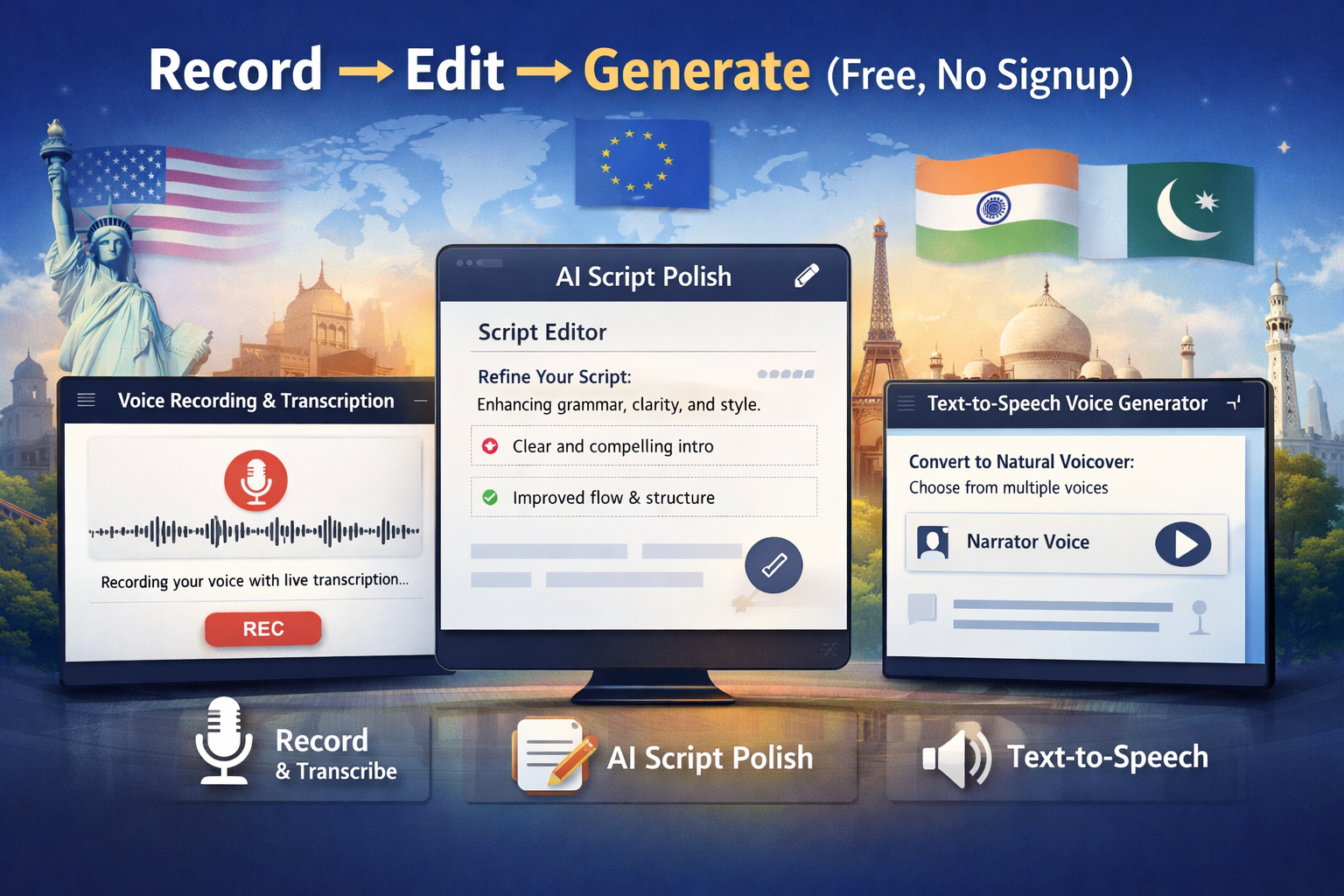 VoiceCraftTool: Record, Edit & Generate Studio-Quality Voice Content — Free in Your Browser